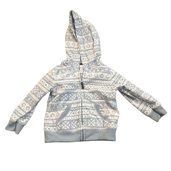 Carter's Other - Carter’s Light Blue and White Snowflake Fleece Zip Up Jacket Size 12 Months